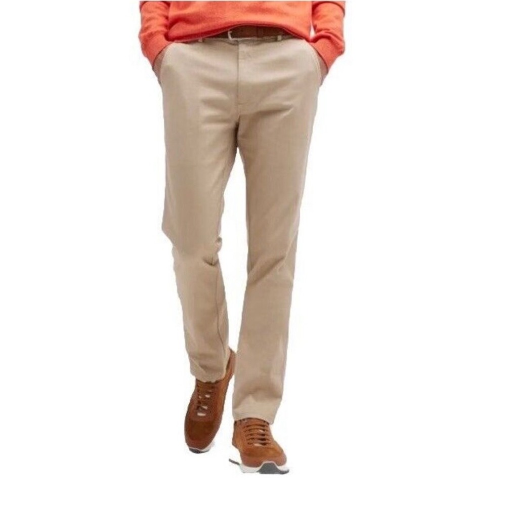 Peter Millar Mens 38 Khaki Pima Cotton Flat Front Chino Pants Tan RN 100308